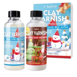 Air Dry Clay Glaze, Ultra Gloss and Matte Clay Varnish for Air Dry Clay/Polymer Clay, Varnish Prevents Clay Cracking, Scratches, and Wear, Polymer Clay Sealant Suitable for Clay Pottery (100ml+100ml)
