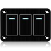 3 Gang Aluminum Rocker Switch Panel Waterproof Pre-Wired Blue Backlit
