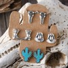 5Pcs Western Cowgirl Turquoise Earring Set for Women Boho Retro