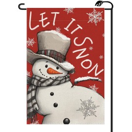 Snowman Let It Snow Winter Garden Flag 12x18 Inch Vertical Double Sided Red Christmas Snowflake Small Flags Farmhouse Outside Decoration For Yard DJ03
