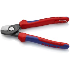 KNIPEX Tools - Cable Shears, Twin Cutting Edge, Multi-Component, Tethered Attachment (9512165TBKA)