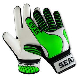 SEA3 Unisex Kids Boys Children's Junior Football Goalkeeper Sports Soccer Training Goalie Gloves, Green - Size 5: Age 9 to 12 Years