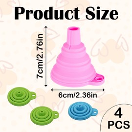 4 Pcs Funnels for Filling Bottles or Containers, Universal Size Collapsible Funnel Set, Small Funnel for Home Kitchen Liquid Transfer (Blue Green Pink)