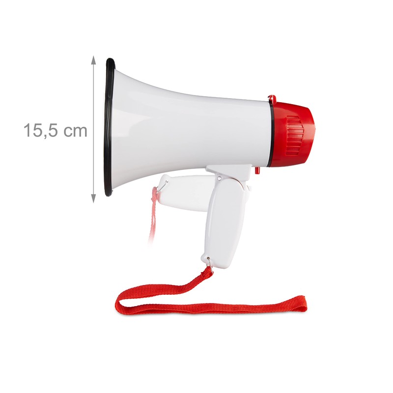 Relaxdays Megafono per Tifosi, Altoparlante in Plastica per Feste e