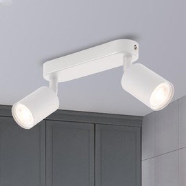 ANWIO EUS-EA190811-10-02RW Ceiling Spotlight 2-Bulb White GU10 Swivelling Spotlight for Kitchen, Bedroom, Living Room, Hallway, (Without Bulbs)