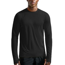 Zengjo Long Sleeve Workout Shirts for Men Thumb Holes Moisture Wicking(Black,S)