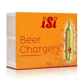 iSi Beercharger, Bierkapseln, 10 Stück, CO2 Kartuschen passend für viele Wassersprudler, Für gängige Bierzapfanlagen, 16g Kohlensäurekapseln, Partykeller Zubehör, CO2 Kapseln 16g