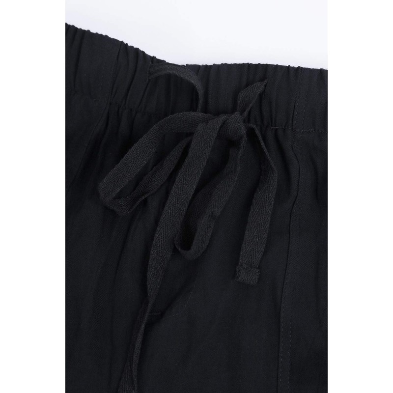 HVEPUO Women's Cotton Linen Shorts, Elastic Band Hot Pants, Summer