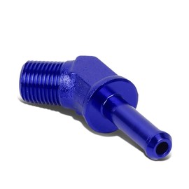 Auto Dynasty 1/8 inches NPT Male 45 Degree to 1/4 inches Hose Port Nipple Aluminum Finish Adapter (Blue)