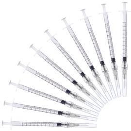 1ml Syringes with 27Ga 1/2Inch Needle, Individual Package, Each Individually Wrapped-Pack of 100