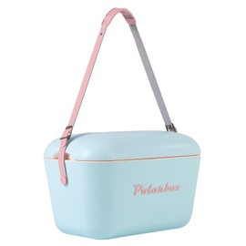 Polarbox Retro Beach Cooler Vintage Picnic Lunch Box Bag Portable Cooler Travel Camping Hiking 90s Style Ice Chest Extra Large Lightweight for Cans Beers & Seltzer Drinks 20L (Sky Blue Rose)