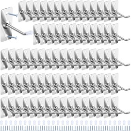 Yauhar 40 Pcs 2"/5CM Stainless Steel Wall Mounted Hooks with Protective Caps and Screws, Coat Bag Hat Utility Hook, Garage Tools Storage Organizer & Hanger for Office Kitchen Home Shop