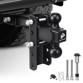 METOWARE Adjustable Trailer Hitch - Heavy Duty Tow Hitch (22,000 LBS GTW) Fits 2'' Receiver - 8'' Drop/Rise for Truck with 1-7/8" & 2" Hitch Ball, with Double Stainless Steel Locks & Hitch Pin