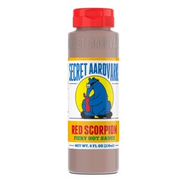 Secret Aardvark Red Scorpion Hot Sauce – Hottest Hot Sauce, Low Carb, Dairy Free, Spicy BBQ Sauce, Gluten-Free Hot Sauce & Marinade – 8 fl oz 1 Pack