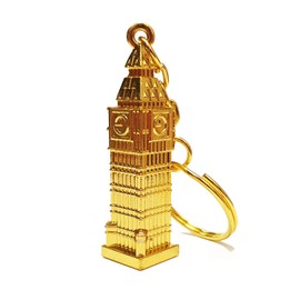 London Souvenir/ Gift Die Cast Metal Keyring - 3D Gilt Big Ben Golden