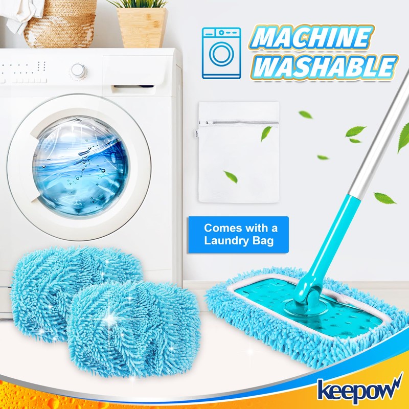 KEEPOW Pack of 4 Microfibre Wet Pads Compatible with Flash
