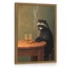 Hianan Wood Framed Funny Vintage Gentleman Raccoon Wall Art 12x16