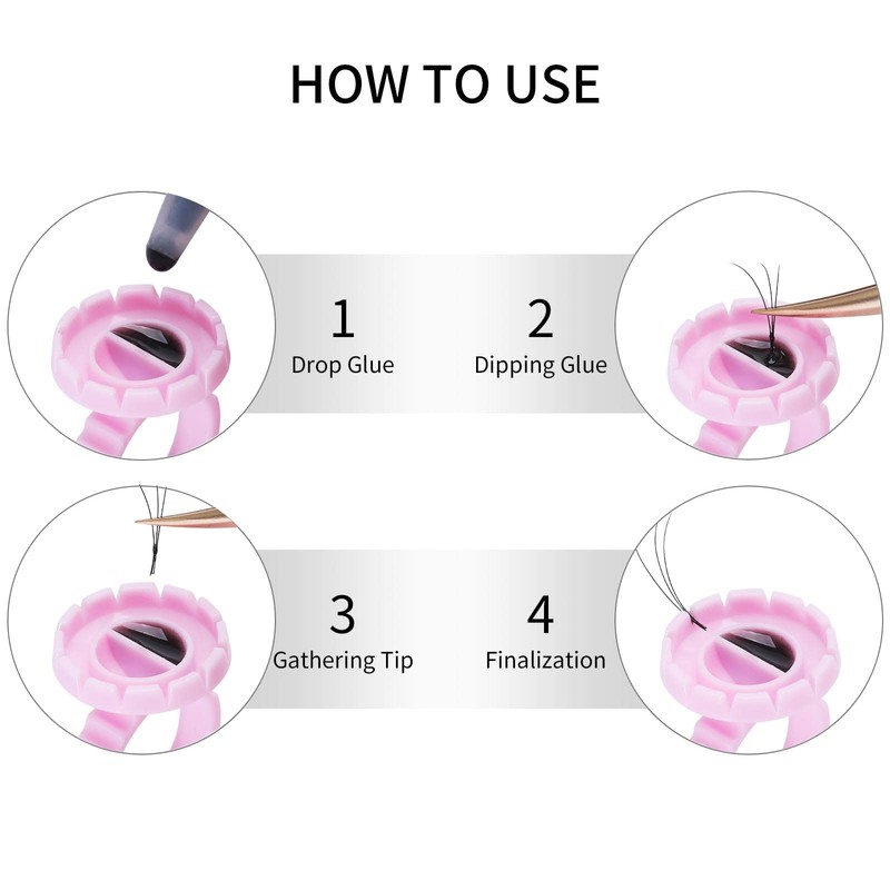 Miuffue 300 Pcs Glue Rings Smart Glue Holder for Eyelash