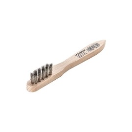 Brush 125231 / Hand Brush for Use for All Fine Brushing Work | 3 Rows with Handle Made of Beech Wood | Bristles Made of Stainless Steel Wire 0.15 mm Thick, 15 mm High, Wavy