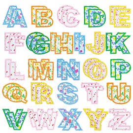 52PCS Floral Letter Patches Self-Adhesive Embroidered Flower Letters Stickers A-Z Alphabet Applique Cute Varsity Patches Stick on Clothing Jackets Backpacks Phone Trucker Hats Bags Repair DIY Crafts