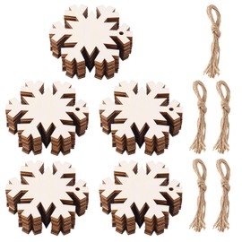 50pcs Wooden Snowflakes, Christmas Wooden Snowflakes Unfinished Wooden Christmas Ornaments Wood Craft Snowflake for Christmas Tree Decorations Kids Paint