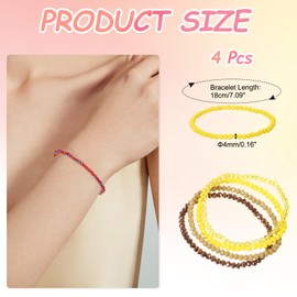 PATIKIL Bohemian Stackable Bead Bracelets 4mm Multi-Layer Crystal Beads Stretch Bracelet Set for Women Wristbands Jewelry Costume Gifts, Yellow