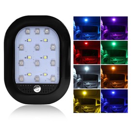 Car Interior Ceiling Roof Light, 8 Colors USB Rechargeable Vehicle Dome Light 18LEDs Lamp with Button Switch, Universal Magnetic Wireless Dome Lamp for Car Truck RV Camper (Black)