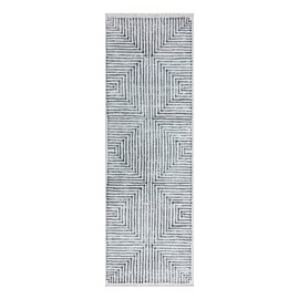 Bloom Rugs Caria Washable Non-Slip 12 ft Runner - Ivory/Black Striped Runner for Entryway, Hallway, Bathroom, and Kitchen - Exact Size: 2'6" x 12'