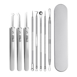 ALLVD 精密ピンセット（8セット）角栓ピンセット先端幅0.1 mm角栓ピンセット抜毛によるニキビ除去、黒ずみ除去、毛穴ケア専用精密作業で毛穴をきれいにするピンセット収納ケース付き携帯便利