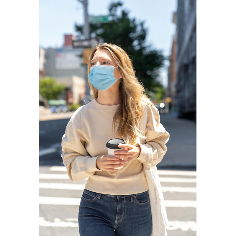 Komonee 10 x Face Mask 3 Ply Disposable Blue Dustproof