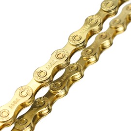 VG SPORTS 6/7/8/9/10/11 Speed Bike Chains,Half Hollow/Full Hollow Lightweight Bicycle Chains for Road Bike/MTB/BMX,Silver/Gold/Titanium/Rainbow 120 Links with Missing Link