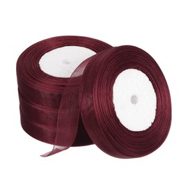 PATIKIL Sheer Organza Ribbon 51/64 Inch 50 Yard, 4 Roll Chiffon Decoration Fabric for Gift Wrapping Crafts Wedding Bouquet, Burgundy Red