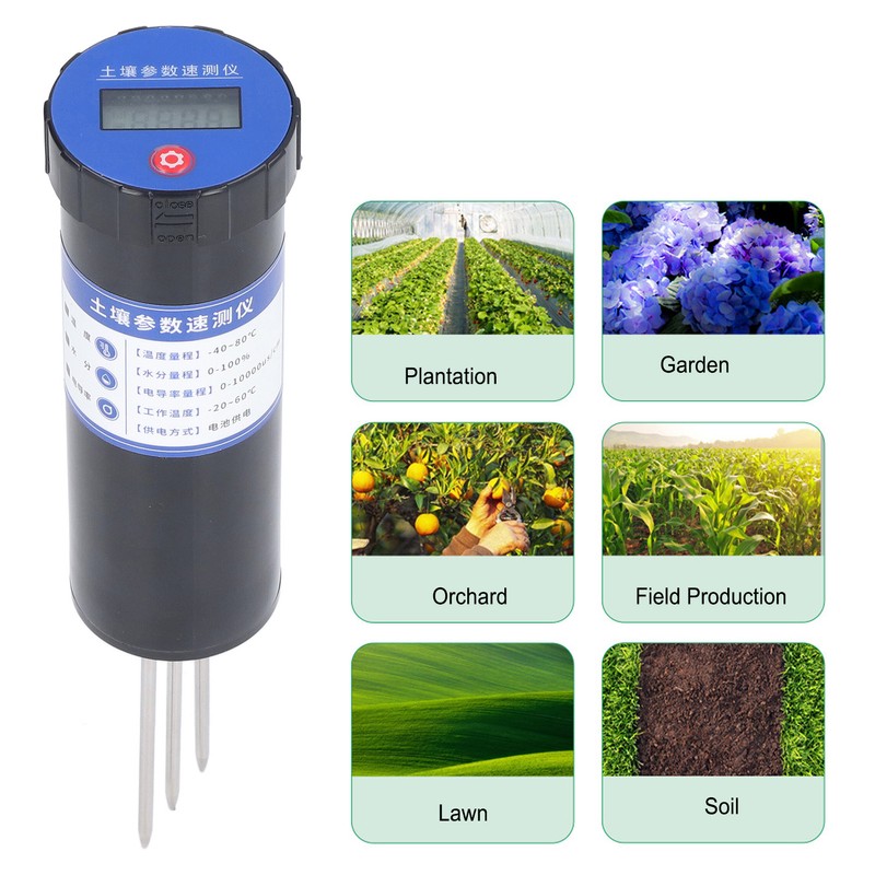 Soil Temperature Humidity Conductivity Sensor with LCD Display Quick Response
