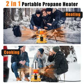 MOZODAWN 2 in 1 Propane Heater & Stove, 13000 BTU Portable Propane Heater Indoor with Handle, Outdoor Heater Gas Stove for Patio, Camping, Tent, Ice Fishing, Hunting