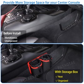 Fgtagtal Car Water Cup Storage Bag Fit for Toy@ta Supra GR A90 A91 MK5 2019-2024, Passenger Side Storage Bag, Car Center Console Side Pocket Organizer Accessories (Red)