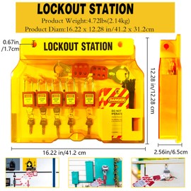 Young Dance Lockout Tagout Station with Loto Devices - 5 Pack Safety Lock Set for Safe Electrical Lockouts,2 Hasps, 25 Loto Tags,Lock Out Tag Out Kit Board,Lockout Safety Supply for OSHA Compliance