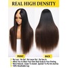 Sunber V Part Wig Human Hair Yaki Straight Ombre Brown