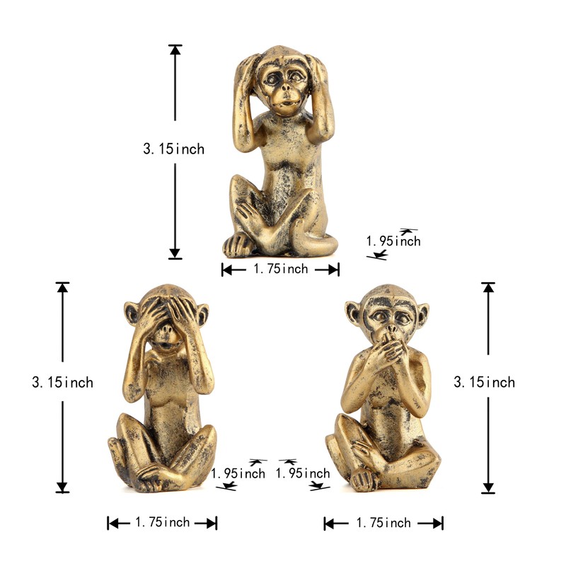 Leekung 3 Wise Monkeys Statue for Home Decor Accents,Hear no