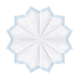 HOULIFE - Pañuelos para mujer con encaje, pañuelos de algodón suave con borde de encaje para mujeres y niñas, Azul, 10x10"/25x25cm