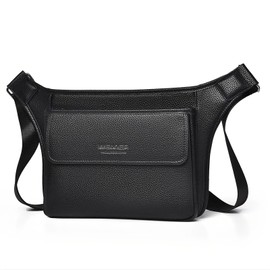 Fuaihui Men’s Shoulder Bag Chest Bag, PU Leather Cross Body Bag Men, Lightweight, Anti Theft Crossbody Bag Men Waterproof for Working, Hiking, Travel Daily Use (black)