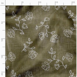 Soimoi Lightweight Velvet Fabric - Green, Floral Print, Unstitched Material - 58" Wide, Perfect Fabric for Upholstery, Sofa, Chair, Cushion and Other Home Furnishing Projects, 1 Meter