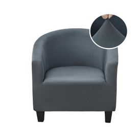 CRFATOP Soft Club Chair Slipcover Stretch Barrel Chair Covers Printed Tub Chair Slipcovers Round Couch Covers Spandex Armchair Sofa Cover Removable Furniture Protector for Living Room,Ash Grey