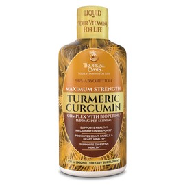 Tropical Oasis Liquid Turmeric Curcumin w/Bioperine - 1650mg Maximum Strength Turmeric Supplement with Black Pepper & Vitamin C - 98% Absorption Rate - 32oz