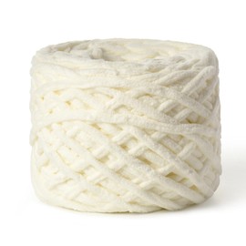 Hilo grueso de chenilla esponjoso para ganchillo de 100 g (65.6 yardas) - Hilo de bebé para ganchillo suave - Hilo de terciopelo para manta de ganchillo - Hilo de ganchillo Amigurumi (blanco lechoso)