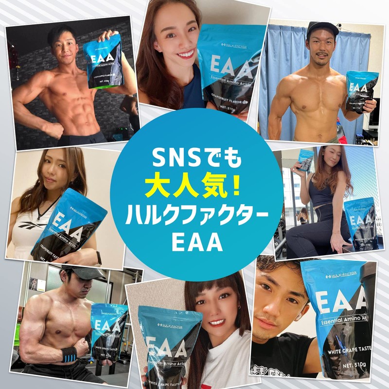 [グレープフルーツ味] 必須アミノ酸 サプリ EAA 人工甘味料不使用 ハルクファクター 520g 国産