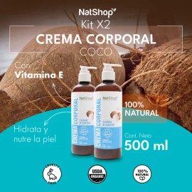 Set 2 Cremas Corporales De Coco Orgánico 500ml Natshop