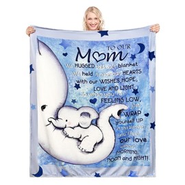 Mum Gift from Daughter Son Elephant Cartoon Bed Throw Blankets 50x60 Inches for Mum Mother Mama Mummy from Children Mum Birthday Gift Blanket Gift for Mum(our mum)