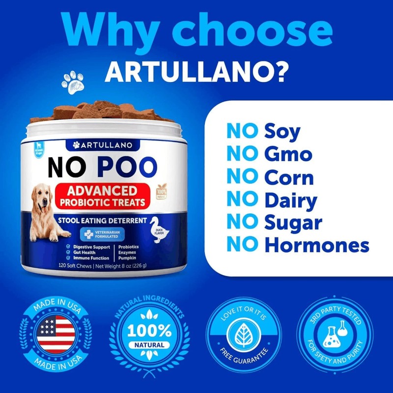 Artullano No Poo Chews for Dogs Puppy Coprophagia Stool Eating