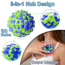 Deep Tissue Massage Ball for Exercise & Recovery - SGS Certification - Targets Back, Shoulder, Legs&Feet - Relieves Muscle Knots, Joint Pain&Tightness, Pressure Point Therapy- Myofascial Release Ball
