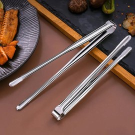 Stainless Steel BBQ Tongs with Non-Slip Handles, Grilling and Kitchen Utensils, Cooking Clips for Steak and Bread